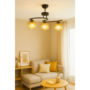 Fuji Modern Tasarım Yatak Odası Salon Mutfak Oturma Odası Renk Camlı 3 Lü Avize