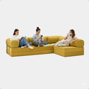 300X200 Teddy Serisi Köşe Açık Uzanma Modüler Koltuk | Yıkanabilir Corduroy Kumaş | Çok Fonksiyonlu Yer Yatağıyeny Fitilli Kadife | Köşe Koltuk | 160X160 Köşe Takımı | Modüler Köşe Takımı