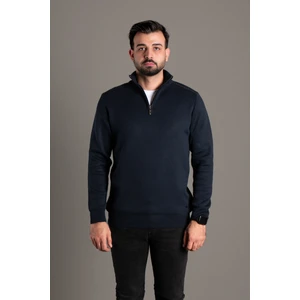 Zeki Özer Erkek Lacivert Fermuarlı Dik Yaka Triko