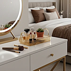 Unique Me Makyaj Organizeri Kozmetik Aksesuar Düzenleyici Banyo Rafı Amber Sarı (Dayanıklı Poli̇karbonat)