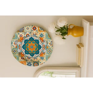 Atagift Hediyelik Çini Motifli Dekoratif Metal Duvar Tabağı – Etnik Desenli Sunum & Duvar Dekor Tabağı