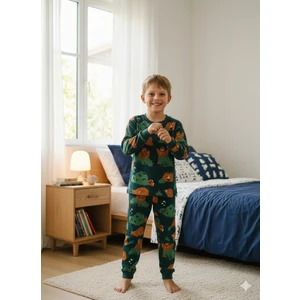 Bunny Hopp Ayıcık Desenli %100 Pamuk Interlok Erkek Çocuk Pijama Takımı