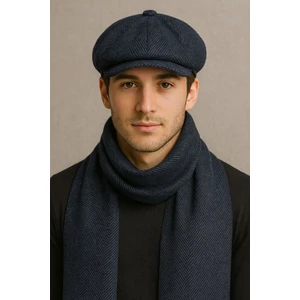 Aydın Şapkacınız Erkek Kışlık Balıksırtı Desenli Kasket & Atkı Takımı – 198X30 cm Atkı – Şık Kış Kombini