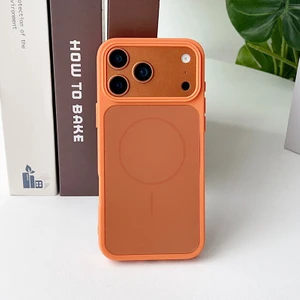 Apple iPhone 17 Pro Uyumlu Kılıf Zebana Elista M-Safe Silikon Kılıf Turuncu