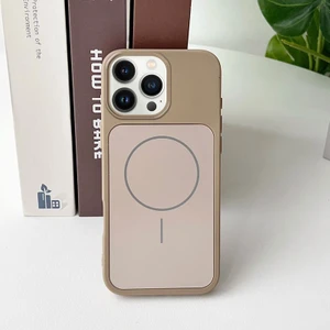 Apple iPhone 16 Pro Uyumlu Kılıf Zebana Elista M-Safe Silikon Kılıf Desert Titanyum