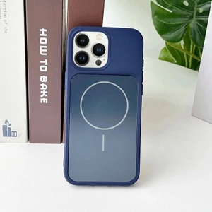 Apple iPhone 15 Pro Max Uyumlu Kılıf Zebana Elista M-Safe Silikon Kılıf Lacivert