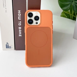 Apple iPhone 15 Pro Uyumlu Kılıf Zebana Elista M-Safe Silikon Kılıf Turuncu