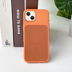 Apple iPhone 13 Uyumlu Kılıf Zebana Elista M-Safe Silikon Kılıf Turuncu