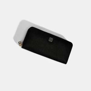 Kadın Siyah Deri Fermuarlı Cüzdan