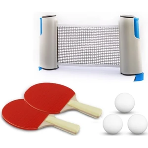 Mekanizmalı Ayarlanabilir Masa Tenisi Filesi + 2 Raket 3 Top Set