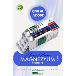 Happy More HappyMore Magnezyum Malat Bisglisinat ve Sitrat Kompleksi İçeren 50 Çentikli Tablet Takviye Edici Gıda