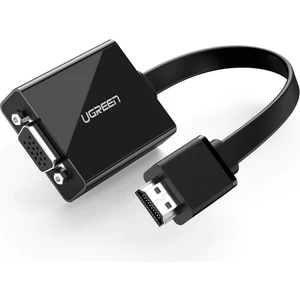 UGREEN Flat Kablolu HDMI - VGA AUX Dönüştürücü 25 cm, Siyah, 40248