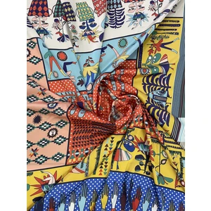 Scarf Sarı Çiçek Fular 70*70