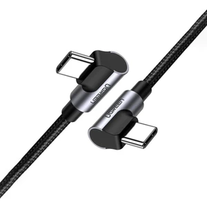UGREEN USB-C 60W 3A QC PD Çift Tarafı 90 Derece Örgülü Hızlı Şarj Kalosu, 1 m, Siyah, 70529