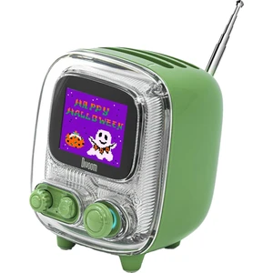 Tiivoo-2 Fm Radyolu Mini Bluetooth Hoparlör, Kablosuz Piksel Ekranlı Retro Taşınabilir Ses Bombası, Yeşil