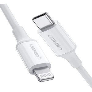 UGREEN USB-C - Lightning 3A PD MFi Sertifikalı Hızlı Şarj Kablosu, 1 m, Beyaz, 10493