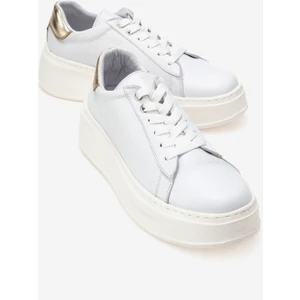 Gueno Beyaz Cilt  Deri Kadın Spor Ayakkabı