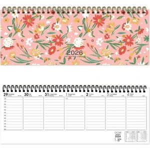 GENC DIJITAL BASKI Keskin 2026-AJ-65 12*33,5 Spr.haftalık Masa Ajandası-Çiçek