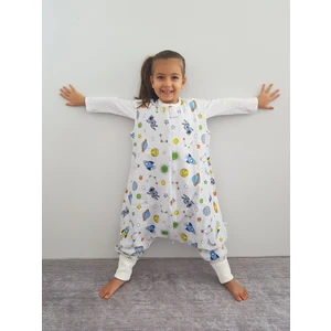 Pamuk Pazen Çocuk Bebek Uyku Tulumu 21-24 Derece 1 Tog Uzay Desenli Bol Kalıp