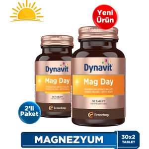 Mag Day 30 Tablet X2- Sabah / Gündüz Magnezyum - Mag Sitrat & Malat, Gotu Kola, Ginkgo Biloba, B6 Vit