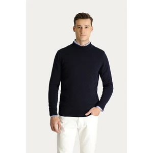 Yarım Balıkçı Yaka Regular Fit Desenli Pamuklu Triko Kazak