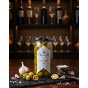 Sarımsak Dolgulu - Sarımsaklı Yeşil Zeytin 370 cc (200-220 Gr)