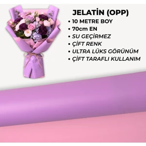 İcon Paper 70cm x 10m OPP (JELATİN) Çiçek Buket Ambalaj Kağıdı - Pembe Lila Çift Taraflı
