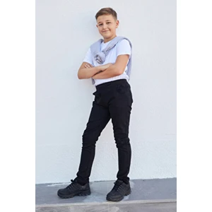 Erkek Çocuk Lastikli Beli Straight Pantolon Desenli Günlük Stil