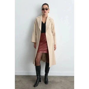 Klasik Yün Manto - Bej