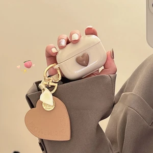 Kılıf Benim Airpods Pro 3. Nesil Uyumlu Kahverengi Kalp Desen Silikon Koruma Kılıf ( 2025 )