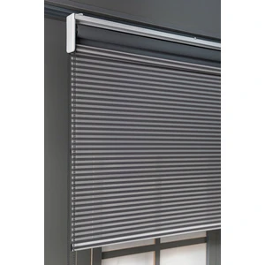 Bizden Perde Çift Mekanizmalı Antrasit Jaluzi Görünümlü Tül ve Stor Güneşlik Perdeler