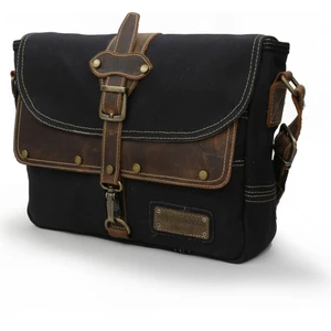 Cappadocia Vintage 4047 Antiochia Hakiki Deri Siyah Kahve Omuz Postacı Okul Suya Dayanıklı Mumlu Kanvas Laptop Çantası