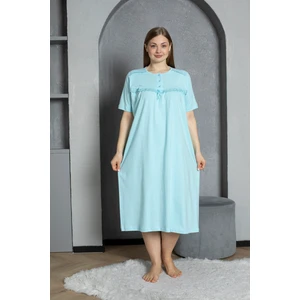 %100 Pamuklu Penye Kısa Kollu Büyük Beden Anne Geceliği 520