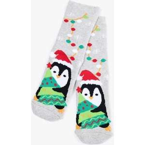 Penguen Desenli Yılbaşı Çorabı