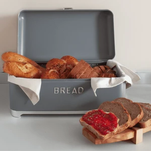 Home Bread Galvaniz Metal Ekmek Kutusu - Gri