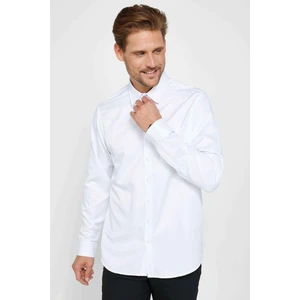 Erkek Regular Fit Klasik Kesim Kolay Ütü Nefes Alan Doku Kravatlık Dört Mevsim Beyaz Gömlek