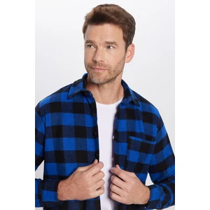 Erkek Regular Fit Klasik Kesim Tek Cepli Kareli Kışlık Oduncu Gömlek
