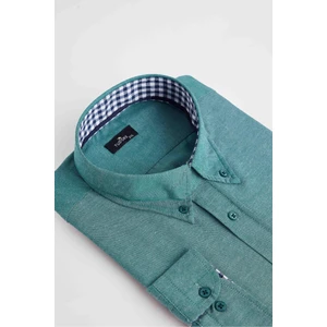 Büyük Beden Düğmeli Yaka Poplin Pamuklu Kolay Ütü Oxford Erkek Gömlek