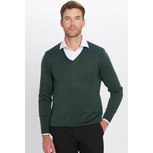 Erkek Standart Fit Normal Kesim V Yaka Pamuklu Triko Kazak