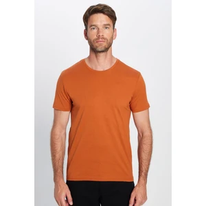 Unisex Slim Fit Dar Kesim %100 Pamuk Yumuşak Dokulu Tarçın Renk Bisiklet Yaka Tişört