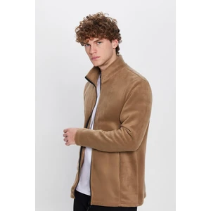 Unisex Haki Anti-pilling Tüylenme Yapmayan Standart Fit Tam Fermuarlı Soğuk Geçirmez Polar Hırka