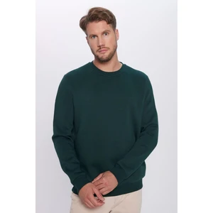Unisex Relax Fit Rahat Kesim Pamuklu Yumuşak Dokulu İçi Polarlı Basic Yeşil Bisiklet Yaka Sweatshirt