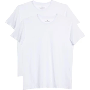 Unisex 2'li Paket Beyaz Slim Fit Dar Kesim %100 Pamuk Bisiklet Yaka Tişört