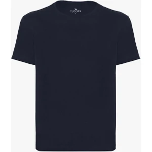 Unisex Slim Fit Dar Kesim %100 Pamuk Yumuşak Dokulu Lacivert Bisiklet Yaka Tişört