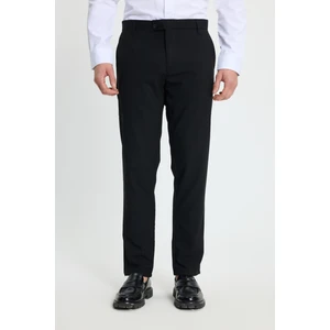 Erkek Slim Fit Dar Kesim Esnek Yan Cepli Bilek Boy Canvas Kesim Siyah Pantolon