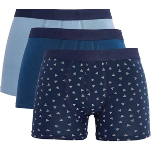 Erkek 3'lü Pamuk Likralı Esnek Kumaş Boxer