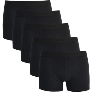 Erkek 5'li Pamuklu Likralı Esnek Kumaş Siyah Boxer