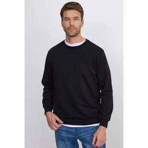 Unisex Relax Fit Rahat Kesim %100 Pamuk Basic Siyah Bisiklet Yaka Sweatshirt