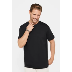 Relax Fit Rahat Kesim %100 Pamuk Yumuşak Dokulu Basic Bisiklet Yaka Siyah Tişört