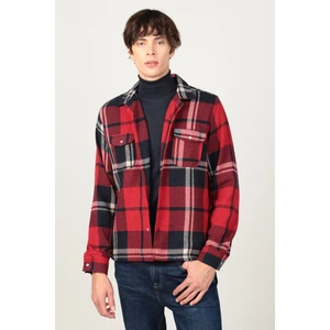 Slim Fit Uzun Kollu Kışlık Oduncu Erkek Bordo Gömlek